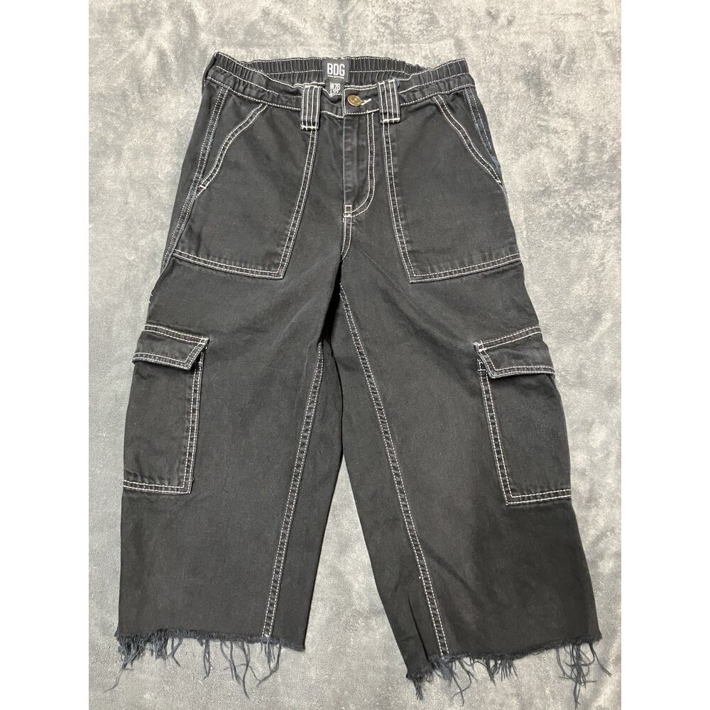 BGD Urban Outfitters Cargo Raw Hem Shorts Woman’s Sz W26 L32 Black Streetwear